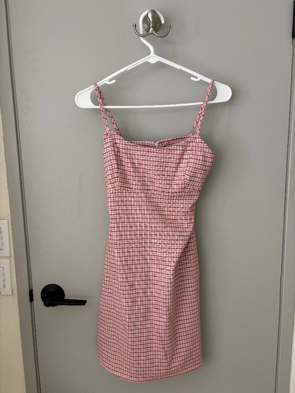 John Galt California Red Plaid Mini Dress Tie Back